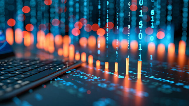 Abstract financial data streams flowing through a robotic neural network, artificial intelligence, machine learning, fintech, algorithmic analysis, digital economy, futuristic