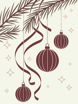 Minimalist Christmas tree ornaments with festive ribbons and stars