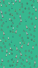 Nautical Pattern with Lighthouses and Anchors © vi