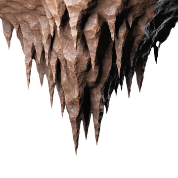 Sharp natural limestone stalactite hanging cave formation