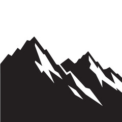 Fototapeta premium Black Mountain Peaks range Silhouette Vector, High Quality Illustration on White Background