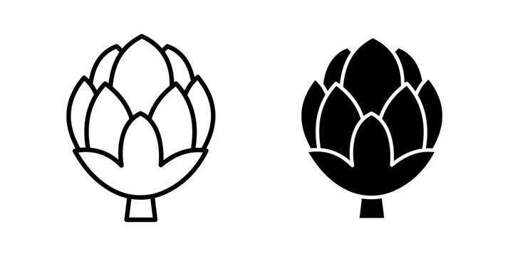 Artichoke icon flat outline in black