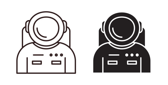 Astronaut icon flat outline in black
