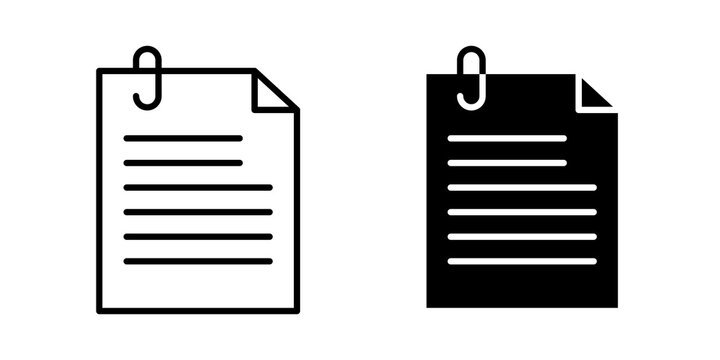 Attach document icon flat outline in black