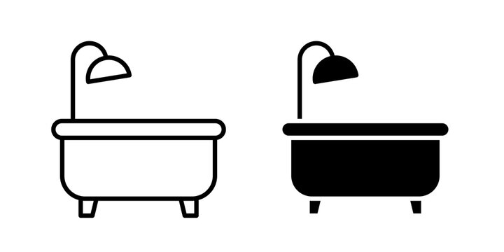 Bathtube icon flat outline in black