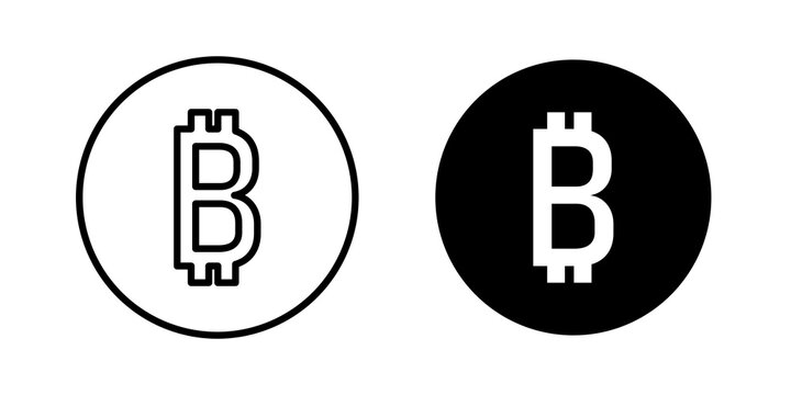 Bitcoin icon flat outline in black
