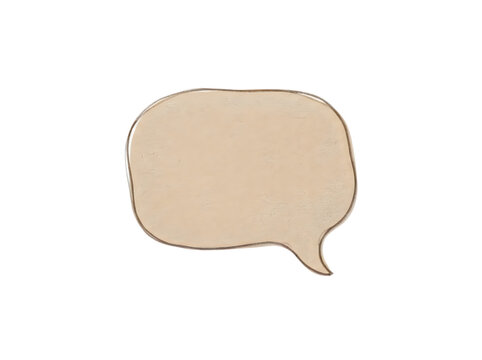 Hand drawn speech bubble icon with a beige fill isolated on a white background