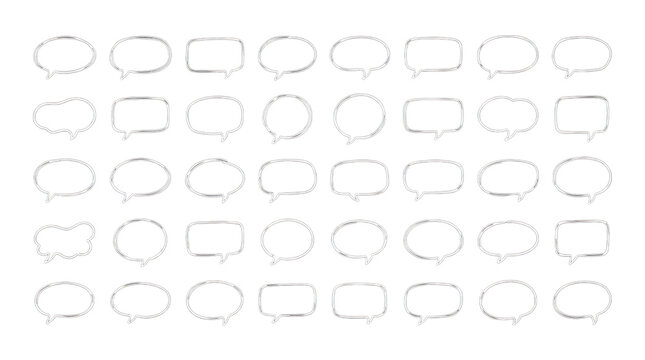 Collection of hand drawn speech bubbles isolated on a white background