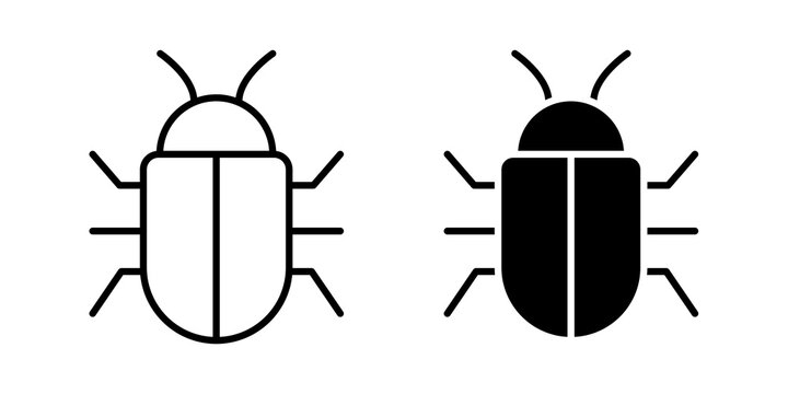 Bug icon flat outline in black