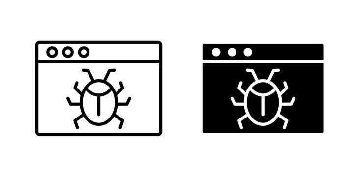 Bug icon flat outline in black