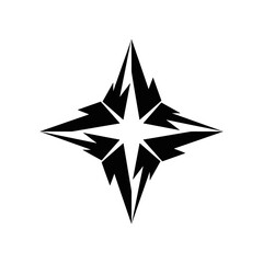 Fototapeta premium Black Compass Rose Star Graphic Design Vector
