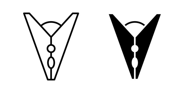 Clothespin icon flat outline in black