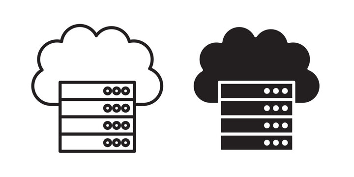 Cloud server icon flat outline in black