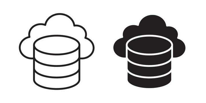 Cloud server icon flat outline in black