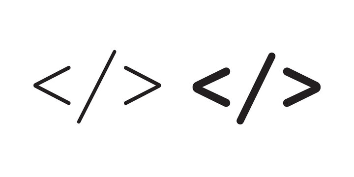Code icon flat outline in black