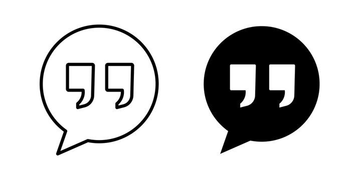 Comment quote icon flat outline in black