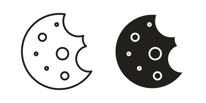 Cookie icon flat outline in black