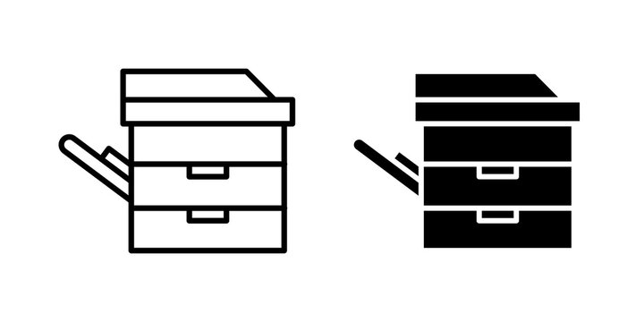 Copier icon flat outline in black