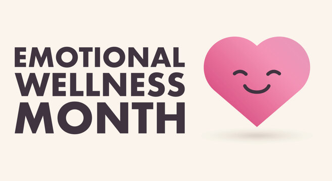 Emotional Wellness Month October Awareness Banner Vector Illustration