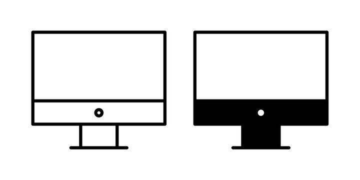 Desktop icon flat outline in black