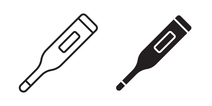 Digital thermometer icon flat outline in black
