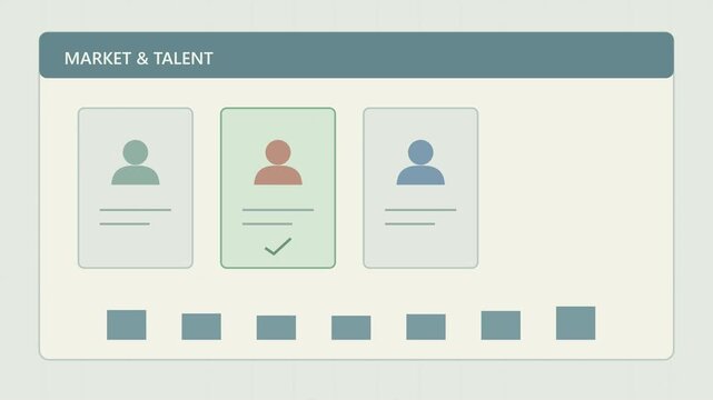 Tableau de bord de recrutement avec analyse du march&eacute; et profils de candidats