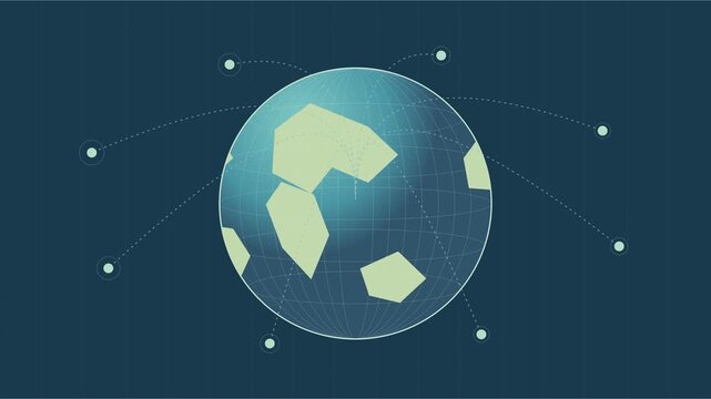 Globe num&eacute;rique en rotation avec connexions de r&eacute;seau mondial anim&eacute;es