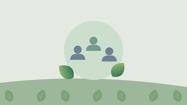 Concept de ressources humaines et entreprise durable avec employ&eacute;s, feuilles et &eacute;nergie propre