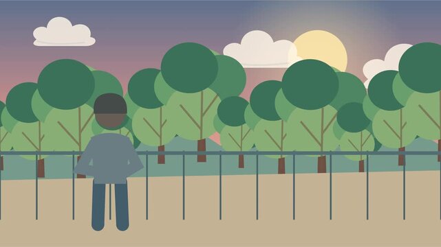 Homme admirant un vaste paysage depuis une terrasse paisible