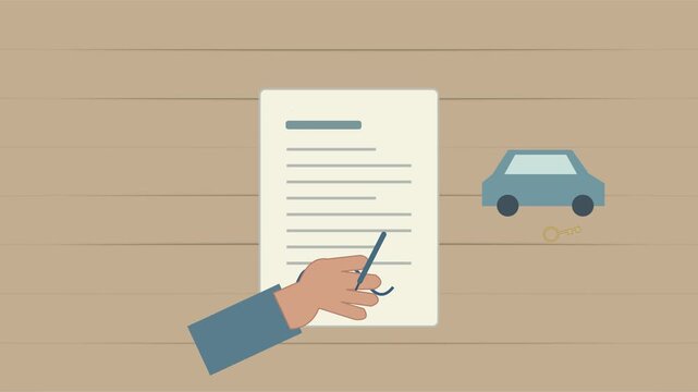 Signature d&rsquo;un contrat d&rsquo;achat automobile avec cl&eacute;s de voiture et documents