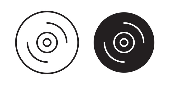 Dvd icon flat outline in black