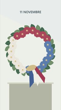 Couronne florale bleu, blanc et rouge pour une comm&eacute;moration du 11 Novembre