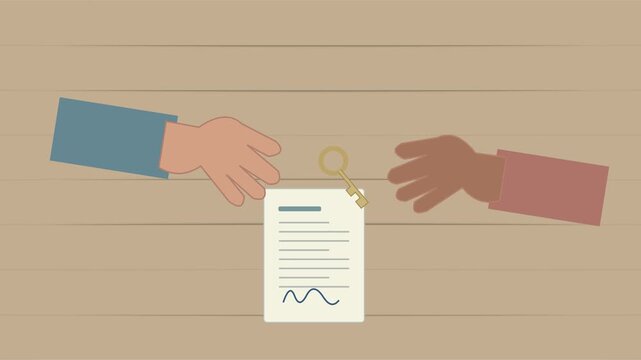 Remise de cl&eacute;s de maison entre deux personnes lors d&rsquo;une transaction immobili&egrave;re