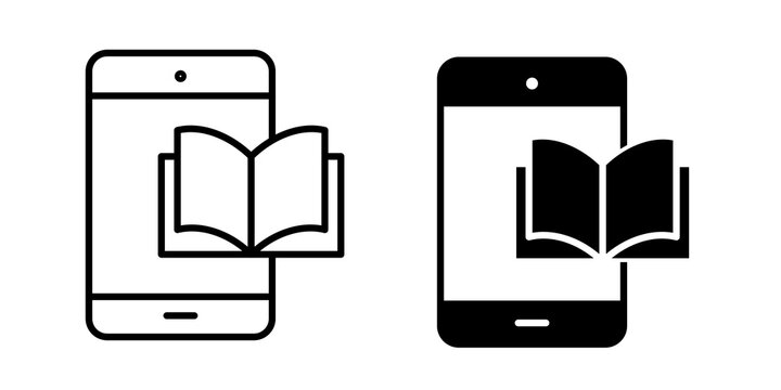 Ebook icon flat outline in black