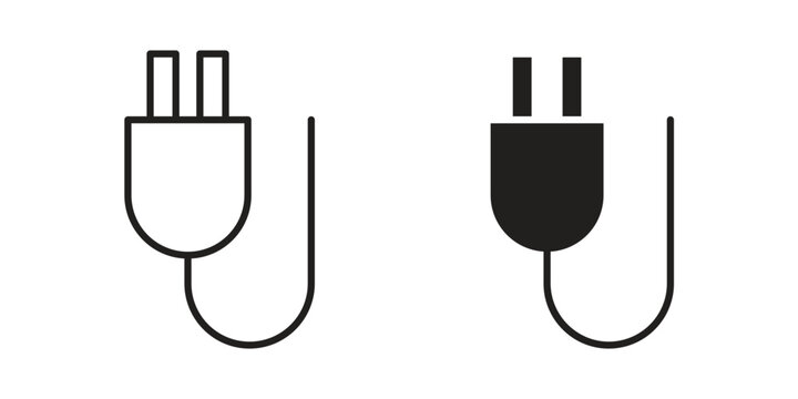 Electrical plug icon flat outline in black