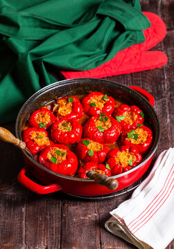Stuffed Peppers with Cabbage, Carrots and Onions