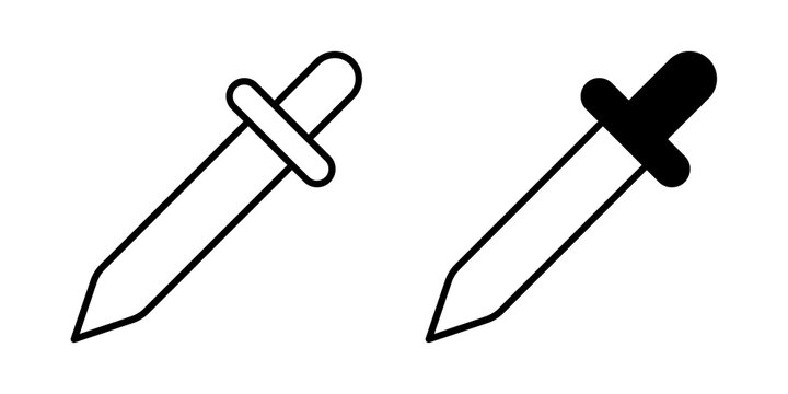 Eye dropper icon flat outline in black