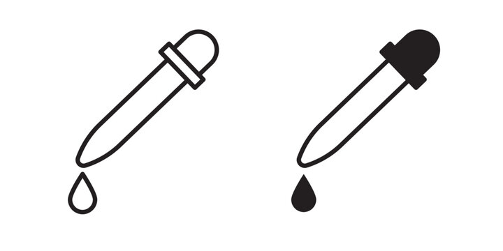 Eye dropper icon flat outline in black