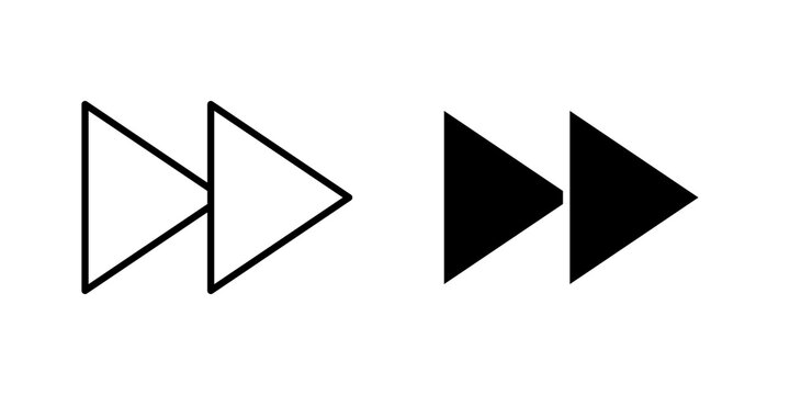 Fast forward icon flat outline in black