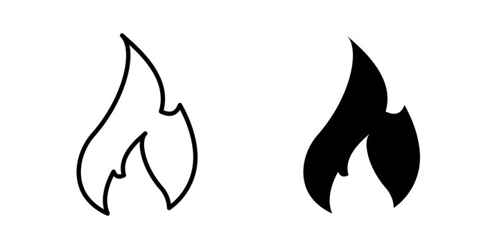 fire flame icon flat outline in black