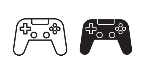 Game controller icon flat outline in black © Warpiya