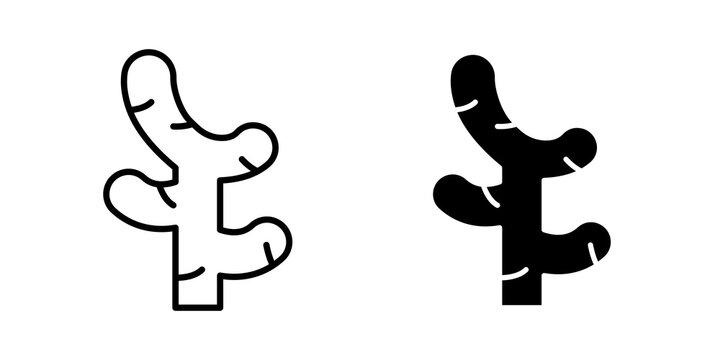 Ginger icon flat outline in black