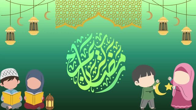 vector illustration of  boy girl in ramazan