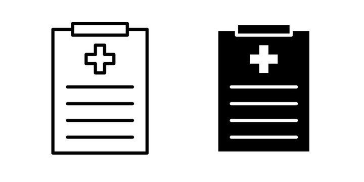 Health report icon flat outline in black