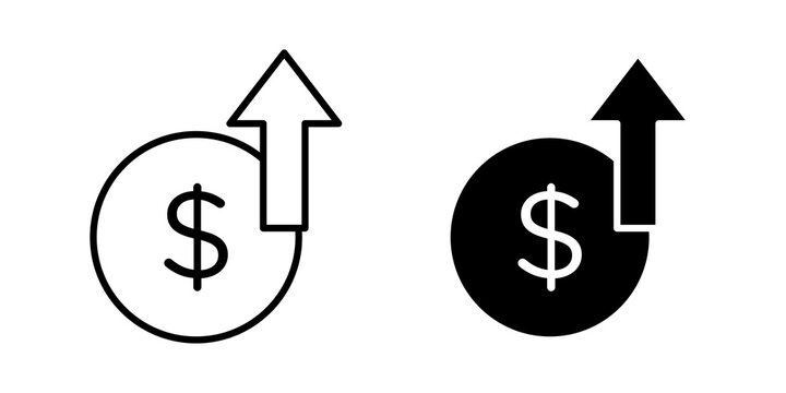 high cost icon flat outline in black