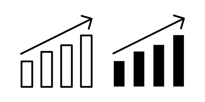 High Sales icon flat outline in black