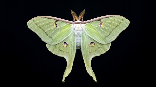 moth close up isolated on black background video