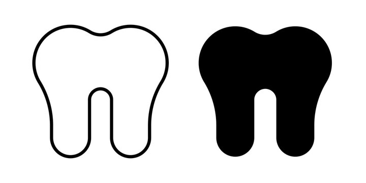 Human teeth icon flat outline in black