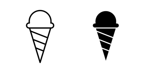 Obraz premium Ice cream cone icon flat outline in black