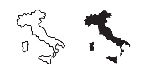 Obraz premium Italy map icon flat outline in black